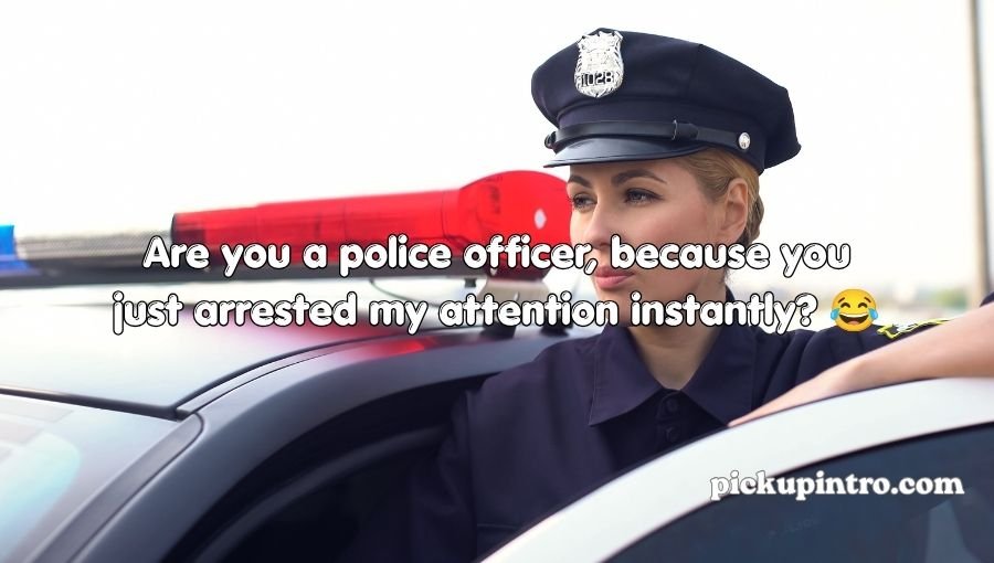 Funny cop themed scene with a confident police officer smiling