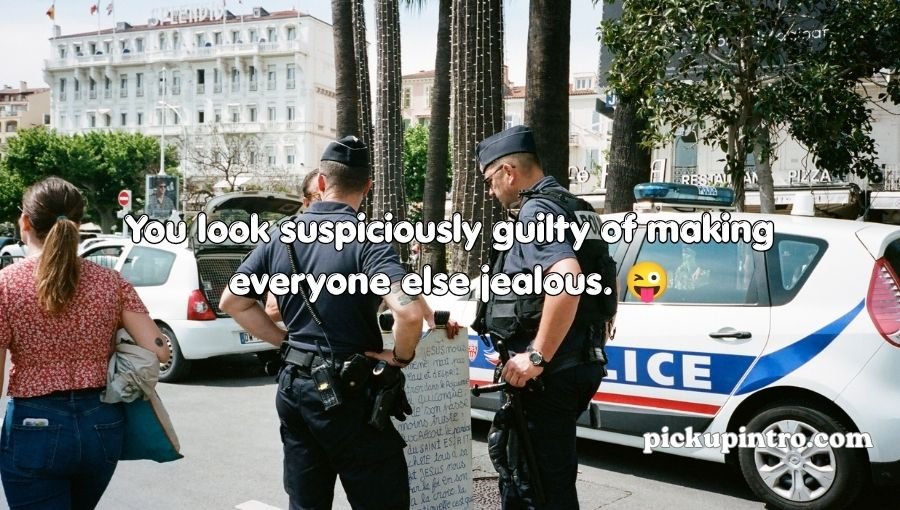 Playful police themed scene showing teasing and laughter
