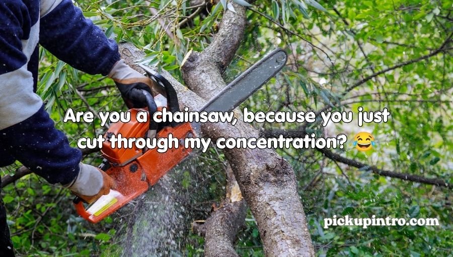 Funny chainsaw theme with playful and entertaining vibes