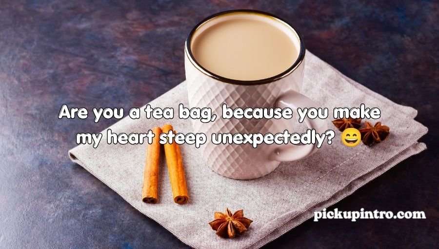 Tea cup with romantic and playful conversation concept
